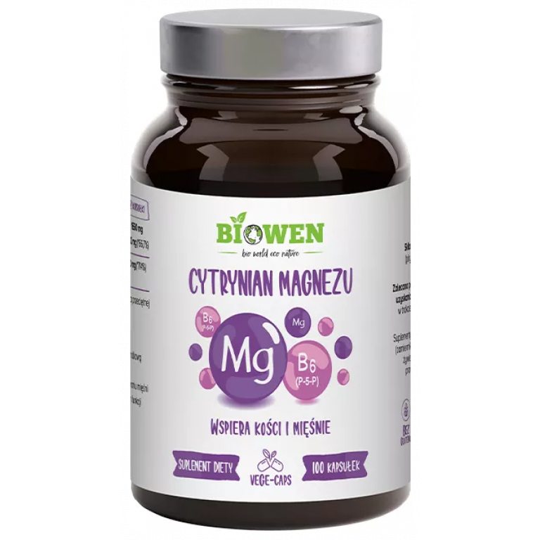 CYTRYNIAN MAGNEZU + WITAMINA B6 BEZGLUTENOWY 100 KAPSUŁEK - HEMPKING (BIOWEN)