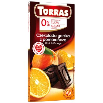 CZEKOLADA GORZKA Z POMARAŃCZĄ BEZ DODATKU CUKRÓW BEZGLUTENOWA 75 g - TORRAS