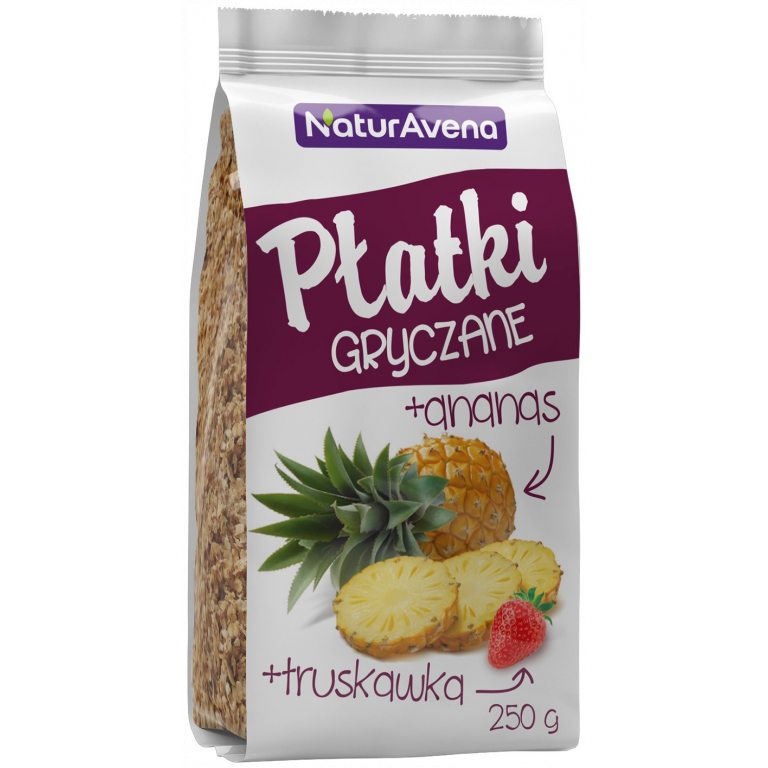 PŁATKI GRYCZANE Z ANANASEM I TRUSKAWKĄ 250 g - NATURAVENA