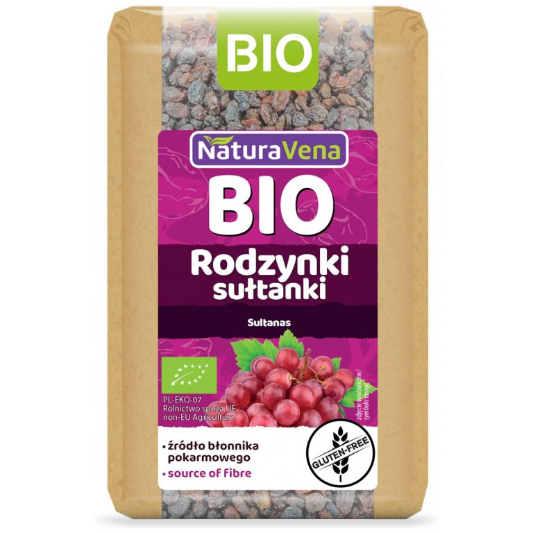 RODZYNKI SUŁTANKI BEZGLUTENOWE BIO 400 g - NATURAVENA