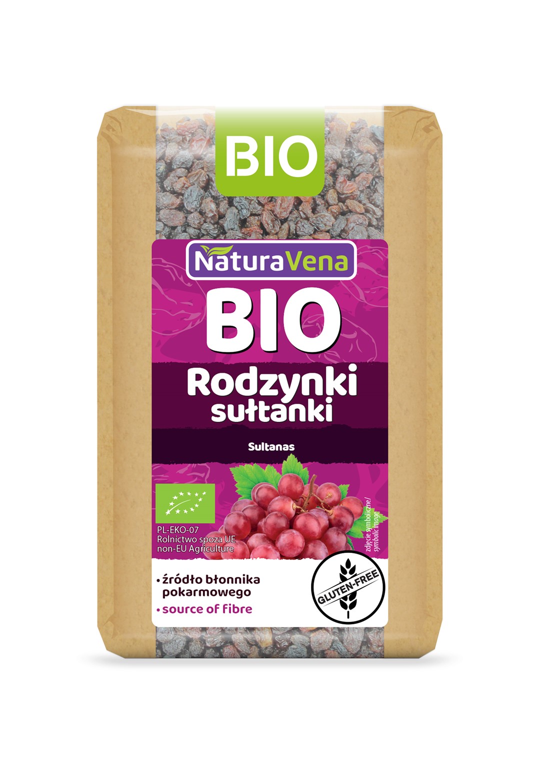 RODZYNKI SUŁTANKI BEZGLUTENOWE BIO 400 g - NATURAVENA