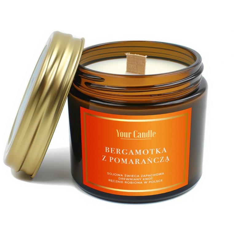 ŚWIECA SOJOWA ZAPACHOWA Z DREWNIANYM KNOTEM BERGAMOTKA Z POMARAŃCZĄ 120 ml - YOUR CANDLE