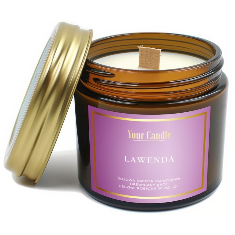 ŚWIECA SOJOWA ZAPACHOWA Z DREWNIANYM KNOTEM LAWENDA 120 ml - YOUR CANDLE
