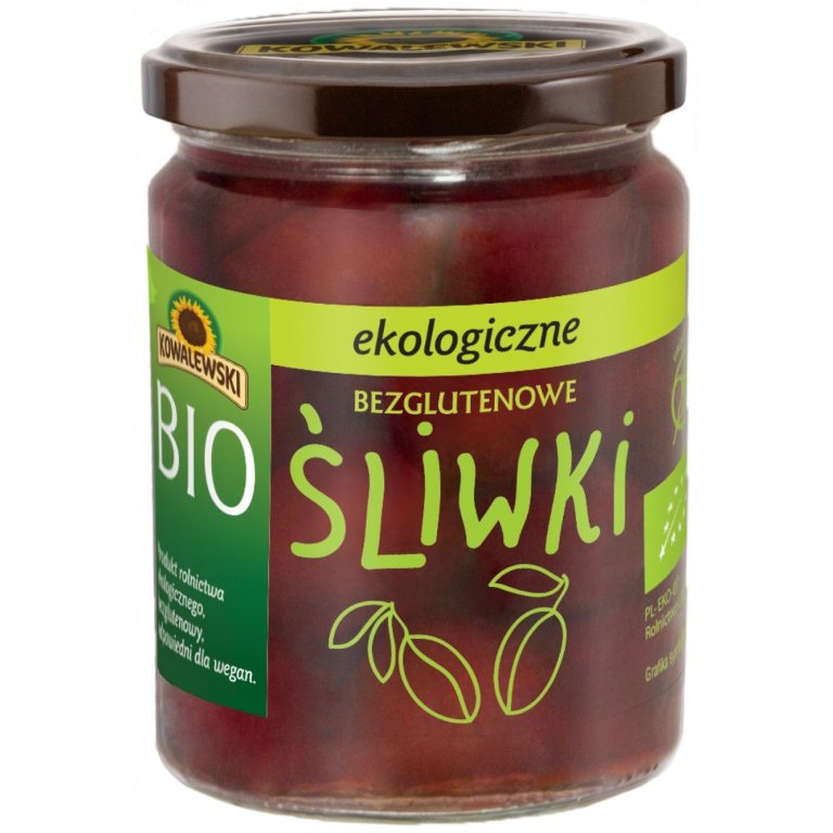 ŚLIWKI MARYNOWANE BEZGLUTENOWE BIO 500 g (280 g) - KOWALEWSKI