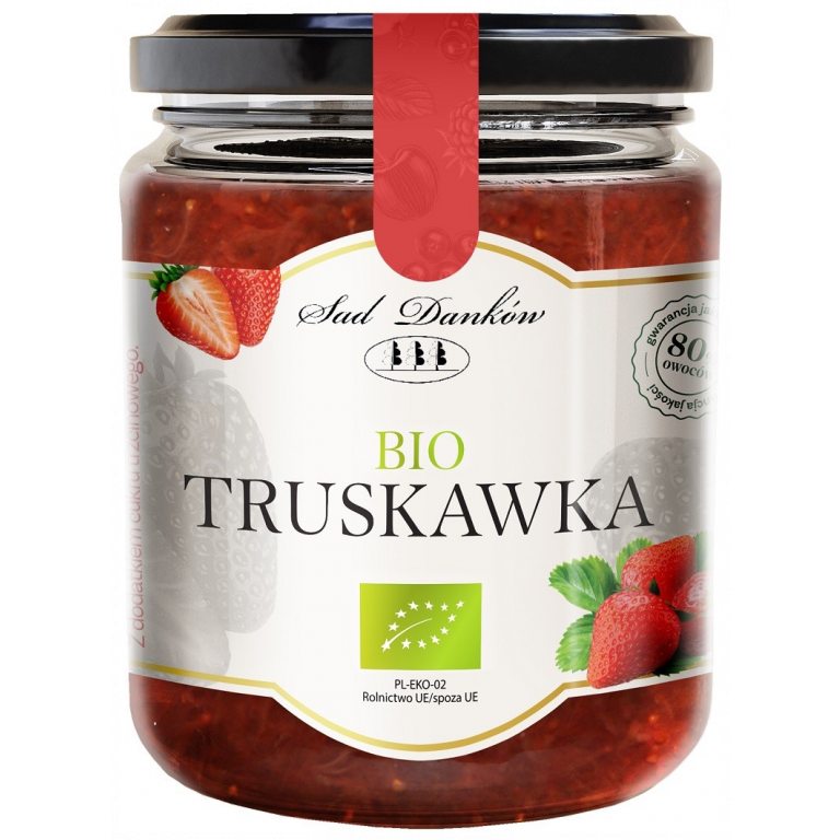 TRUSKAWKA 80 % Z CUKREM TRZCINOWYM BIO 270 g - SAD DANKÓW