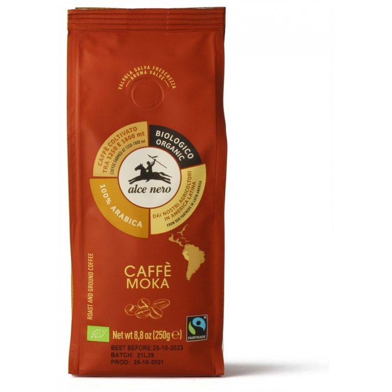 KAWA MIELONA ARABICA 100 % MOKA FAIR TRADE GÓRSKA BIO 250 g - ALCE NERO