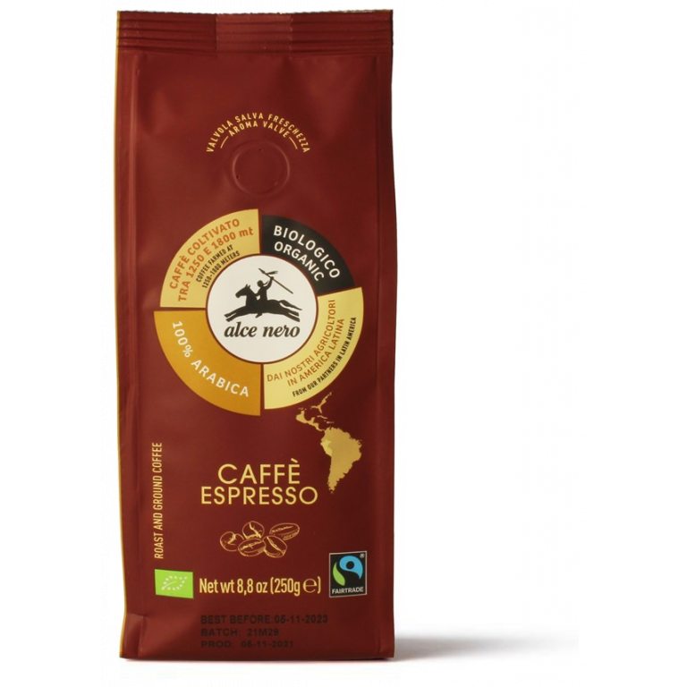 KAWA MIELONA ARABICA 100 % ESPRESSO FAIR TRADE GÓRSKA BIO 250 g - ALCE NERO