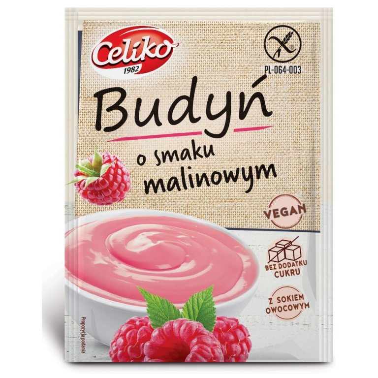 BUDYŃ O SMAKU MALINOWYM BEZGLUTENOWY 40 g - CELIKO