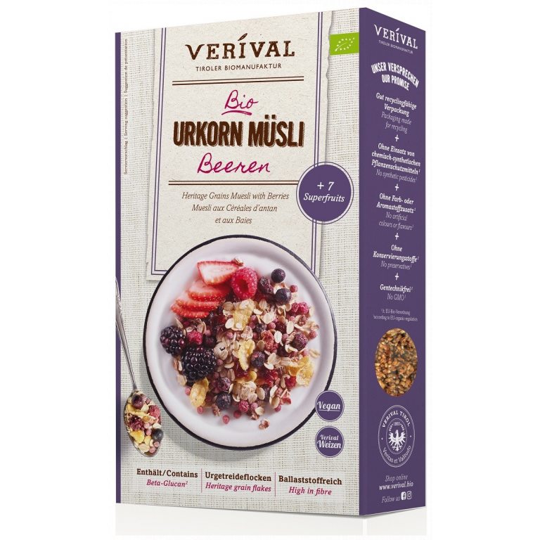 MUSLI PEŁNOZIARNISTE Z OWOCAMI JAGODOWYMI BIO 325 g - VERIVAL