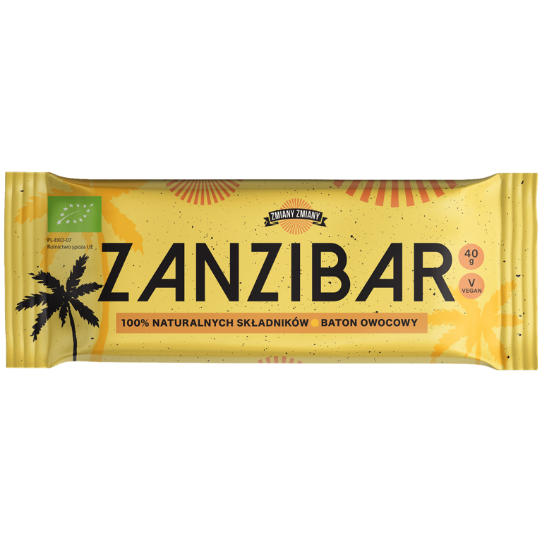 BATON OWOCOWY ZANZIBAR BEZGLUTENOWY BIO 40 g - ZMIANY ZMIANY