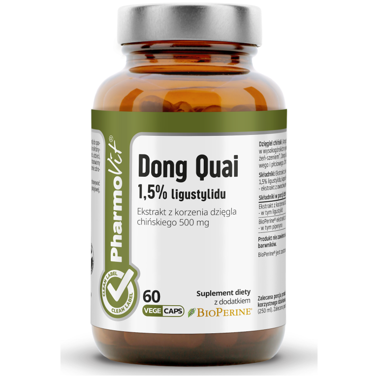 DZIĘGIEL CHIŃSKI (DONG QUAI) EKSTRAKT (500 mg) BEZGLUTENOWY 60 KAPSUŁEK - PHARMOVIT (CLEAN LABEL)
