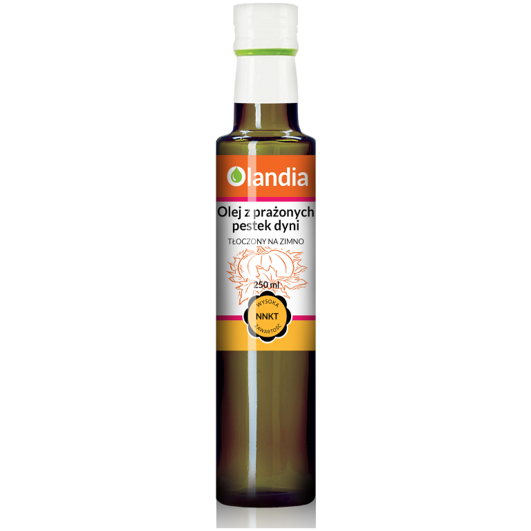 OLEJ Z PRAŻONYCH PESTEK DYNI TŁOCZONY NA ZIMNO 250 ml - OLANDIA