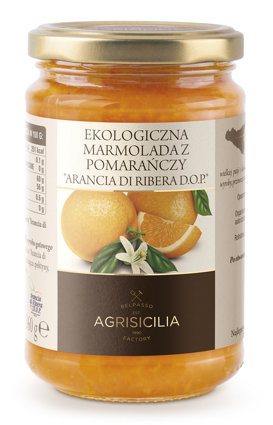 MARMOLADA Z POMARAŃCZY SYCYLIJSKICH BIO 360 g - AGRISICILIA