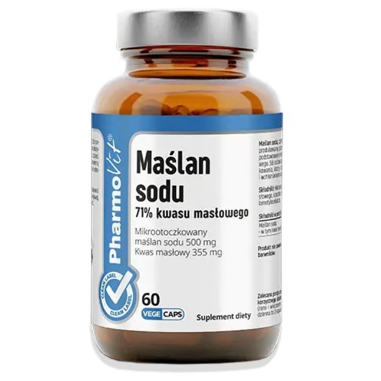 MAŚLAN SODU (500 mg) BEZGLUTENOWY 60 KAPSUŁEK - PHARMOVIT (CLEAN LABEL)