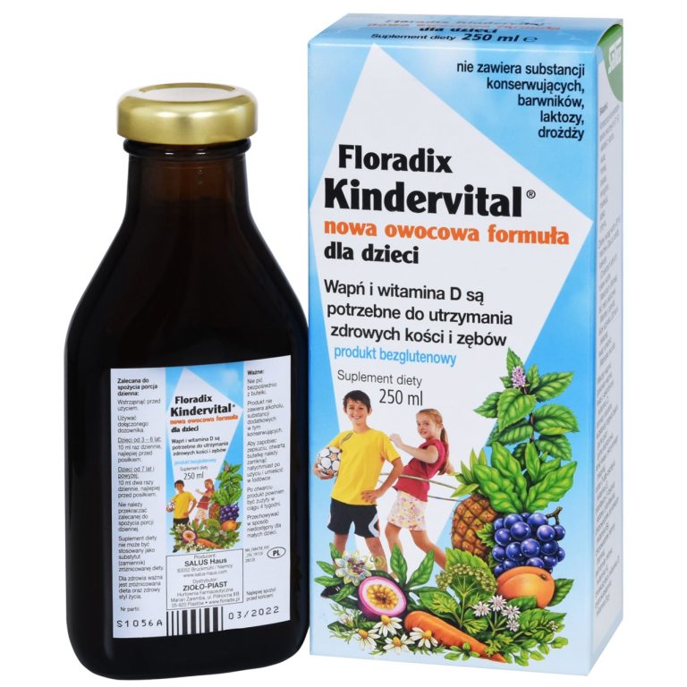 WAPŃ I WITAMINA D DLA DZIECI W PŁYNIE BEZGLUTENOWY 250 ml - SALUS (FLORADIX)