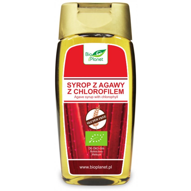 SYROP Z AGAWY Z CHLOROFILEM BEZGLUTENOWY BIO 350 g (250 ml) - BIO PLANET