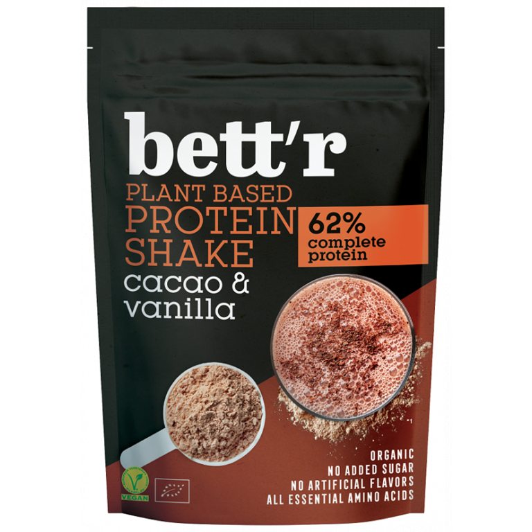 SHAKE PROTEINOWY KAKAO I WANILIA BEZ DODATKU CUKRU BIO 500 g - BETT'R