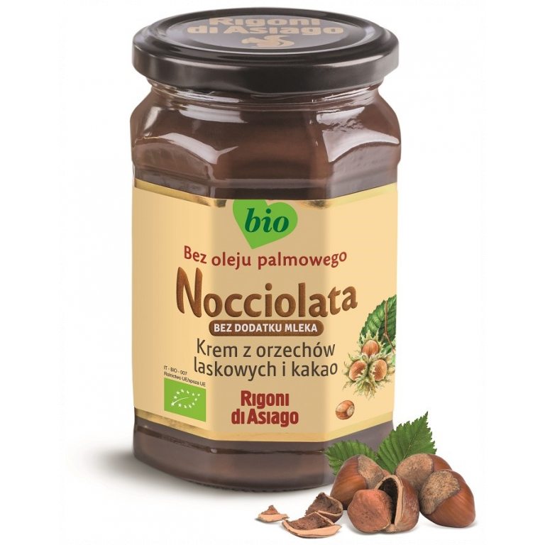 KREM Z ORZECHÓW LASKOWYCH I KAKAO BEZ DODATKU MLEKA BEZGLUTENOWY BIO 250 g - RIGONI DI ASIAGO (NOCCIOLATA)