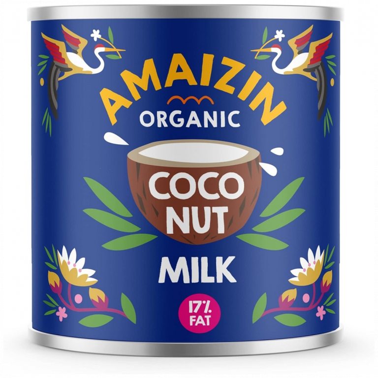 COCONUT MILK - NAPÓJ KOKOSOWY BEZ GUMY GUAR (17 % TŁUSZCZU) (PUSZKA) BIO 200 ml - AMAIZIN