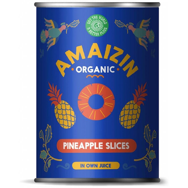 ANANAS PLASTRY W SOKU WŁASNYM BIO 400 g (225 g) - AMAIZIN