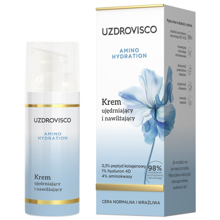 KREM DO TWARZY UJĘDRNAJĄCO - NAWILŻAJĄCY 50 ml - UZDROVISCO (AMINO HYDRATION)