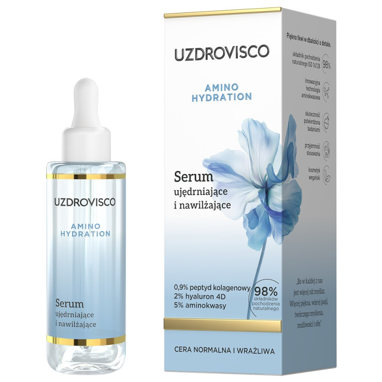 SERUM DO TWARZY UJĘDRNAJĄCO - NAWILŻAJĄCE 30 ml - UZDROVISCO (AMINO HYDRATION)