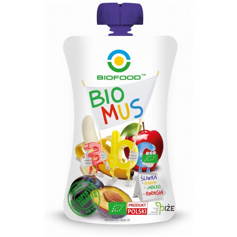 MUS ŚLIWKOWO - BANANOWO - JABŁKOWY BEZGLUTENOWY BIO 90 g - BIO FOOD