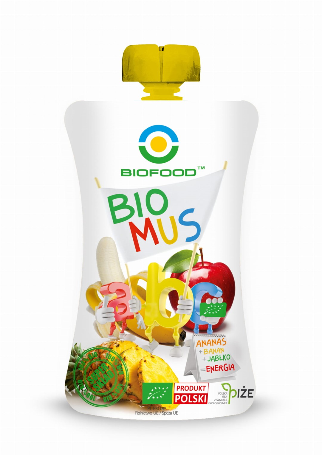 MUS ANANASOWO - BANANOWO - JABŁKOWY BEZGLUTENOWY BIO 120 g - BIO FOOD