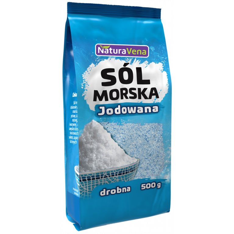 SÓL MORSKA DROBNO MIELONA JODOWANA 500 g - NATURAVENA