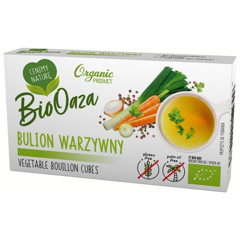 BULION - KOSTKI WARZYWNE BEZ DODATKU CUKRÓW BEZGLUTENOWE BIO (6 x 11 g) 66 g - BIOOAZA