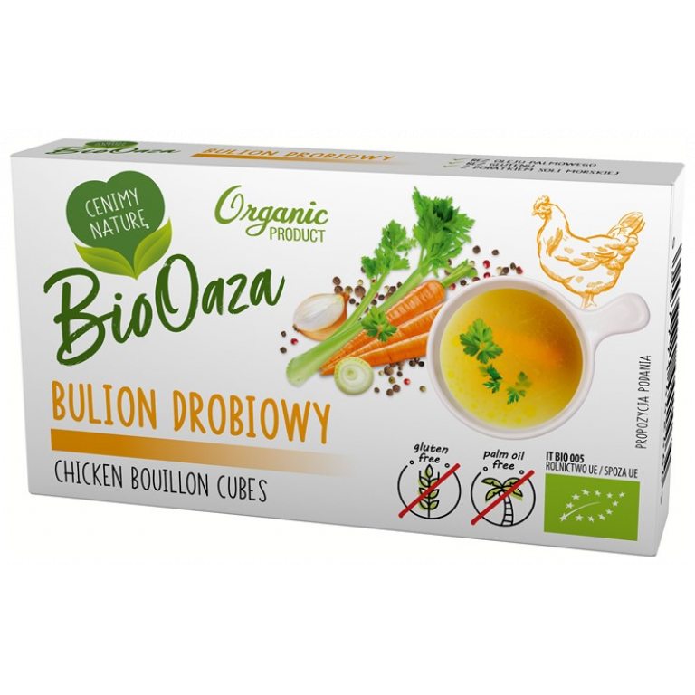 BULION - KOSTKI DROBIOWE BEZ DODATKU CUKRÓW BEZGLUTENOWE BIO (6 x 11 g) 66 g - BIOOAZA