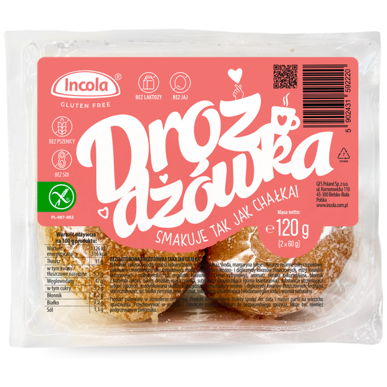 DROŻDŻÓWKA CHAŁKA BEZGLUTENOWA (2 szt.) 120 g - INCOLA