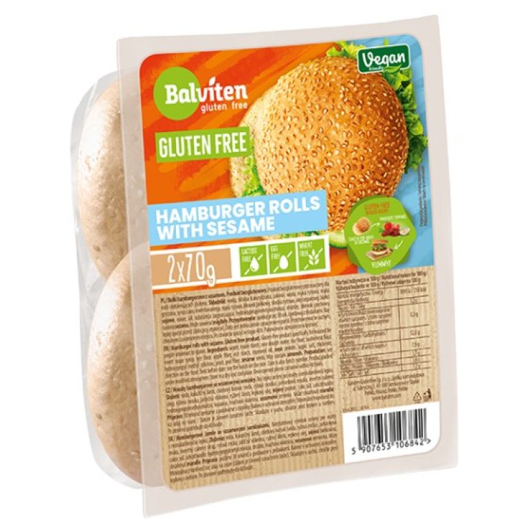 BUŁKI DO HAMBURGERÓW Z SEZAMEM BEZGLUTENOWE (2 szt.) 140 g - BALVITEN