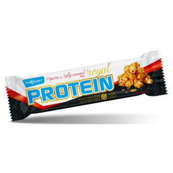 BATON PROTEINOWY O SMAKU SŁONEGO KARMELU I POPCORNU W POLEWIE KARMELOWEJ BEZGLUTENOWY 60 g - MAXSPORT
