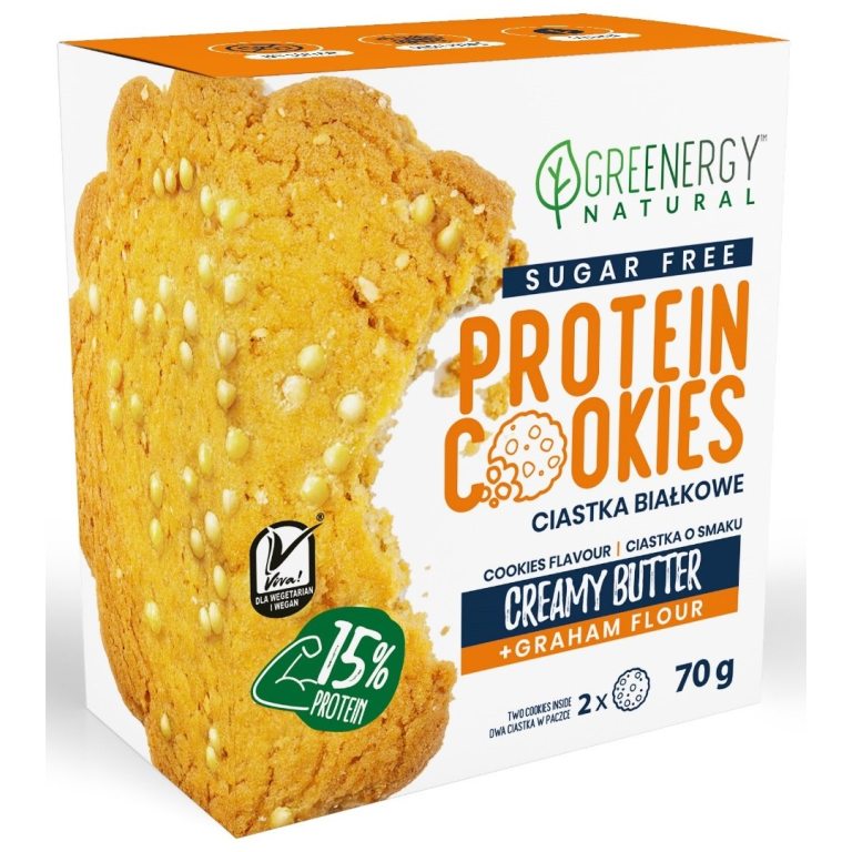 CIASTKA PROTEINOWE O SMAKU MAŚLANYM BEZ CUKRU (2 x 35 g) 70 g - GREENERGY