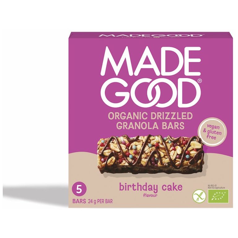 BATONIKI GRANOLA CRUNCHY SMAK TORT URODZINOWY BEZGLUTENOWE BIO (5 x 24 g) 120 g - MADEGOOD