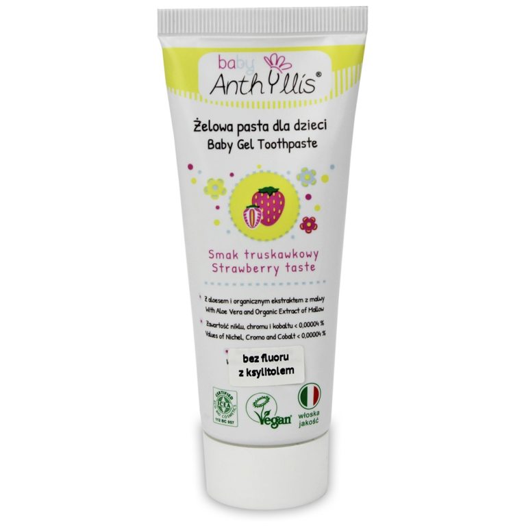 PASTA DO ZĘBÓW DLA DZIECI BEZ FLUORU OD PIERWSZEGO ZĄBKA TRUSKAWKOWA 75 ml - BABY ANTHYLLIS