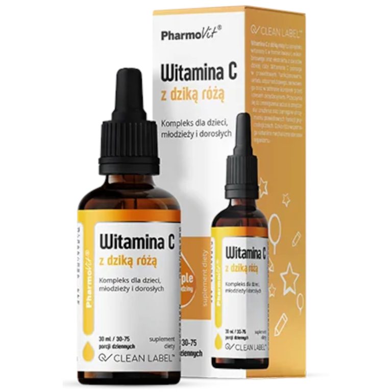 WITAMINA C Z DZIKĄ RÓŻĄ BEZGLUTENOWA W KROPLACH 30 ml - PHARMOVIT