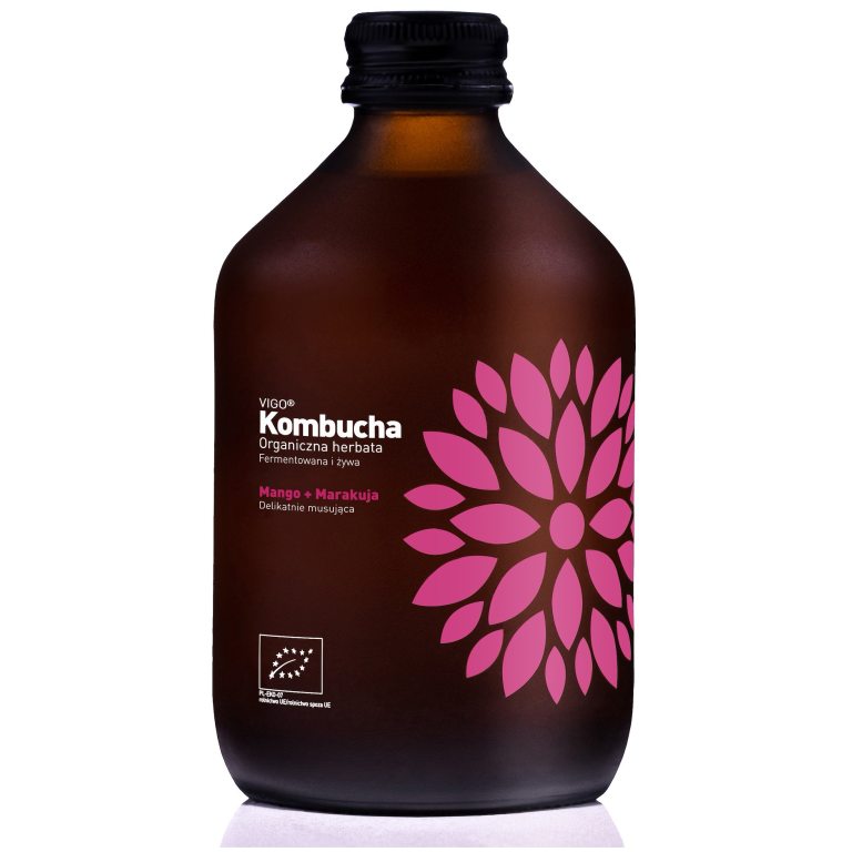 KOMBUCHA Z MANGO I MARAKUJĄ BEZGLUTENOWA BIO 330 ml - VIGO