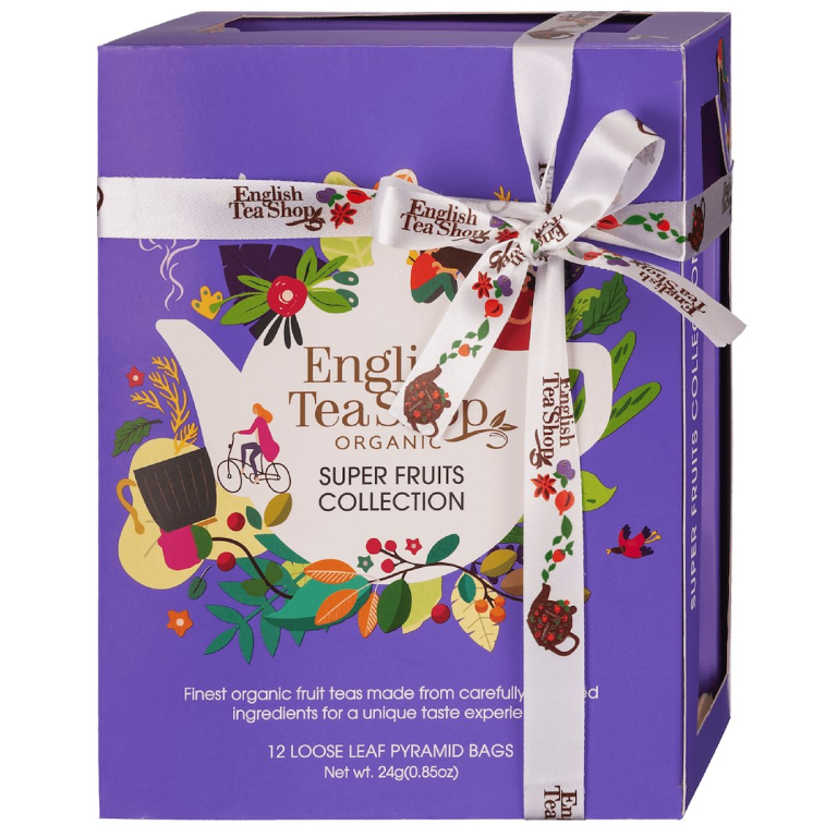 KOLEKCJA HERBATEK OWOCOWYCH BIO PIRAMIDKI (SUPER FRUITS – 6 SMAKÓW) (12 x 2 g) 24 g - ENGLISH TEA SHOP ORGANIC