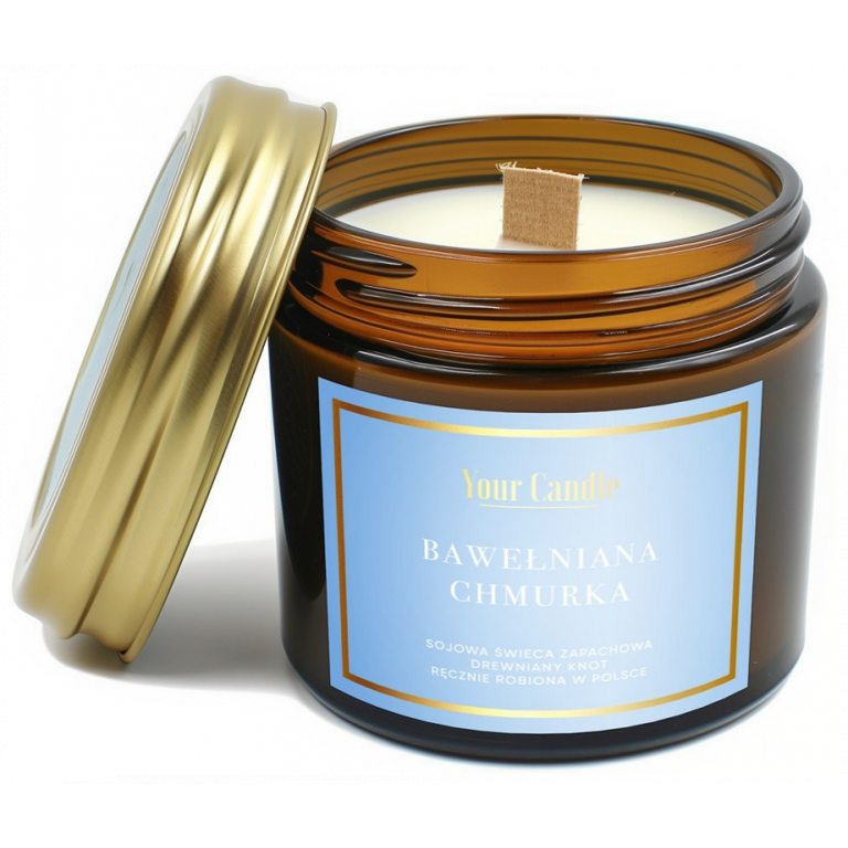 ŚWIECA SOJOWA ZAPACHOWA Z DREWNIANYM KNOTEM BAWEŁNIANA CHMURKA 120 ml - YOUR CANDLE