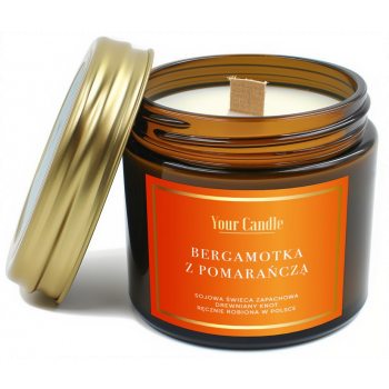 ŚWIECA SOJOWA ZAPACHOWA Z DREWNIANYM KNOTEM BERGAMOTKA Z POMARAŃCZĄ 120 ml - YOUR CANDLE