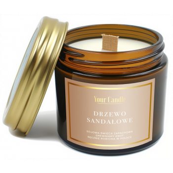 ŚWIECA SOJOWA ZAPACHOWA Z DREWNIANYM KNOTEM DRZEWO SANDAŁOWE 120 ml - YOUR CANDLE