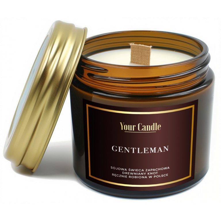 ŚWIECA SOJOWA ZAPACHOWA Z DREWNIANYM KNOTEM GENTLEMAN 120 ml - YOUR CANDLE