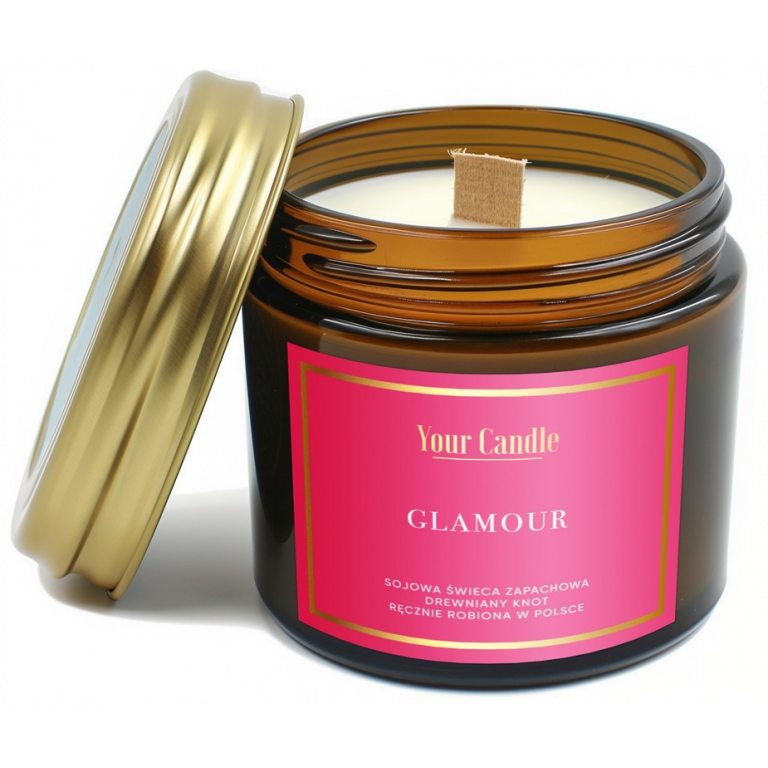 ŚWIECA SOJOWA ZAPACHOWA Z DREWNIANYM KNOTEM GLAMOUR 120 ml - YOUR CANDLE