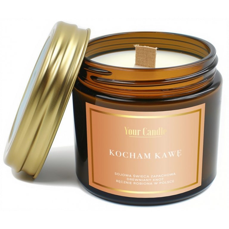 ŚWIECA SOJOWA ZAPACHOWA Z DREWNIANYM KNOTEM KOCHAM KAWĘ 120 ml - YOUR CANDLE