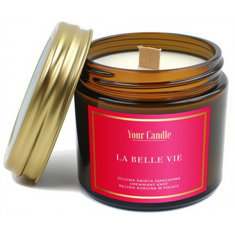 ŚWIECA SOJOWA ZAPACHOWA Z DREWNIANYM KNOTEM LA BELLE VIE 120 ml - YOUR CANDLE