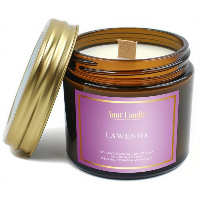 ŚWIECA SOJOWA ZAPACHOWA Z DREWNIANYM KNOTEM LAWENDA 120 ml - YOUR CANDLE