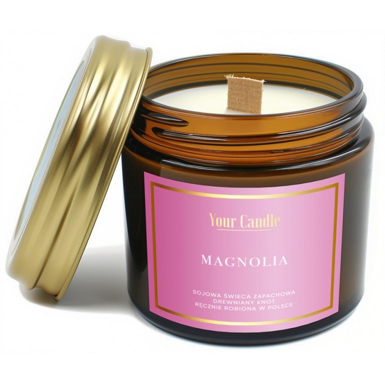 ŚWIECA SOJOWA ZAPACHOWA Z DREWNIANYM KNOTEM MAGNOLIA 120 ml - YOUR CANDLE