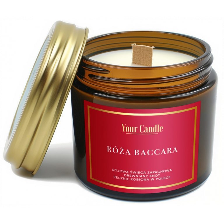 ŚWIECA SOJOWA ZAPACHOWA Z DREWNIANYM KNOTEM RÓŻA BACCARA 120 ml - YOUR CANDLE